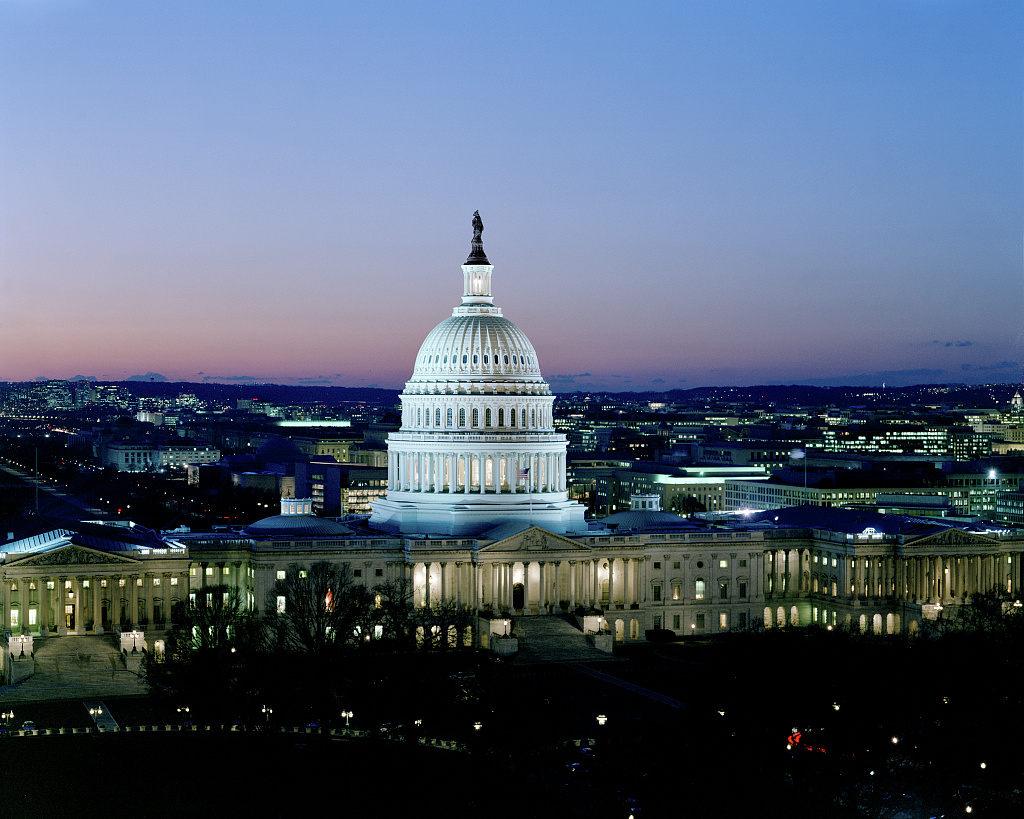 United States Capitol at dusk